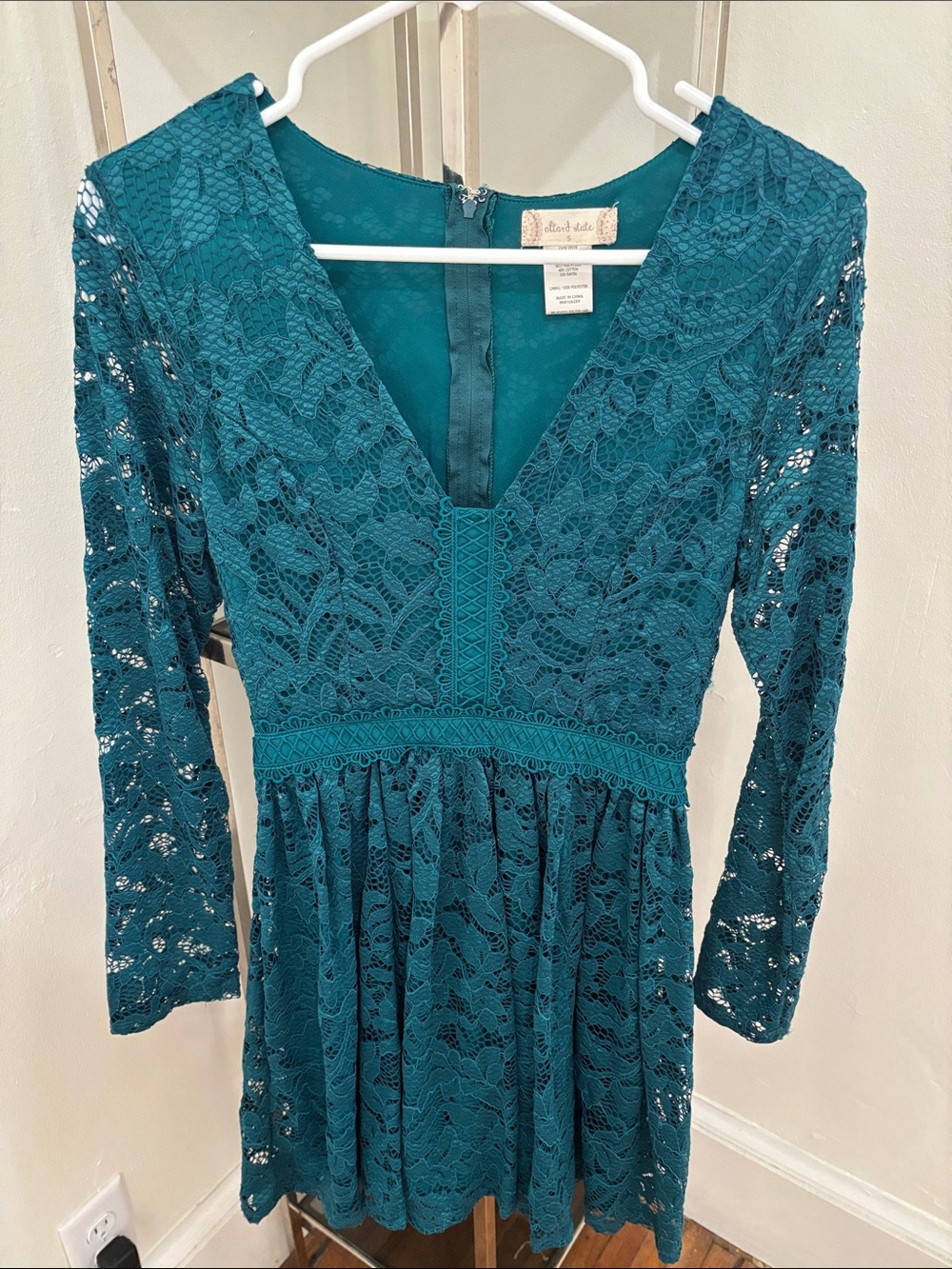 Altar'd State Teal Lace Dress with V-Neck